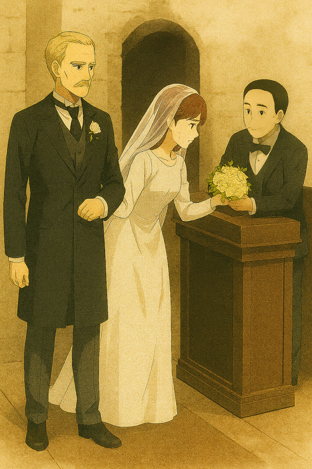 花束を落とす